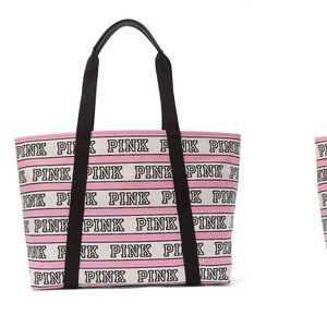 Victorias Secret PINK New Canvas Logo Tote Zip Closure